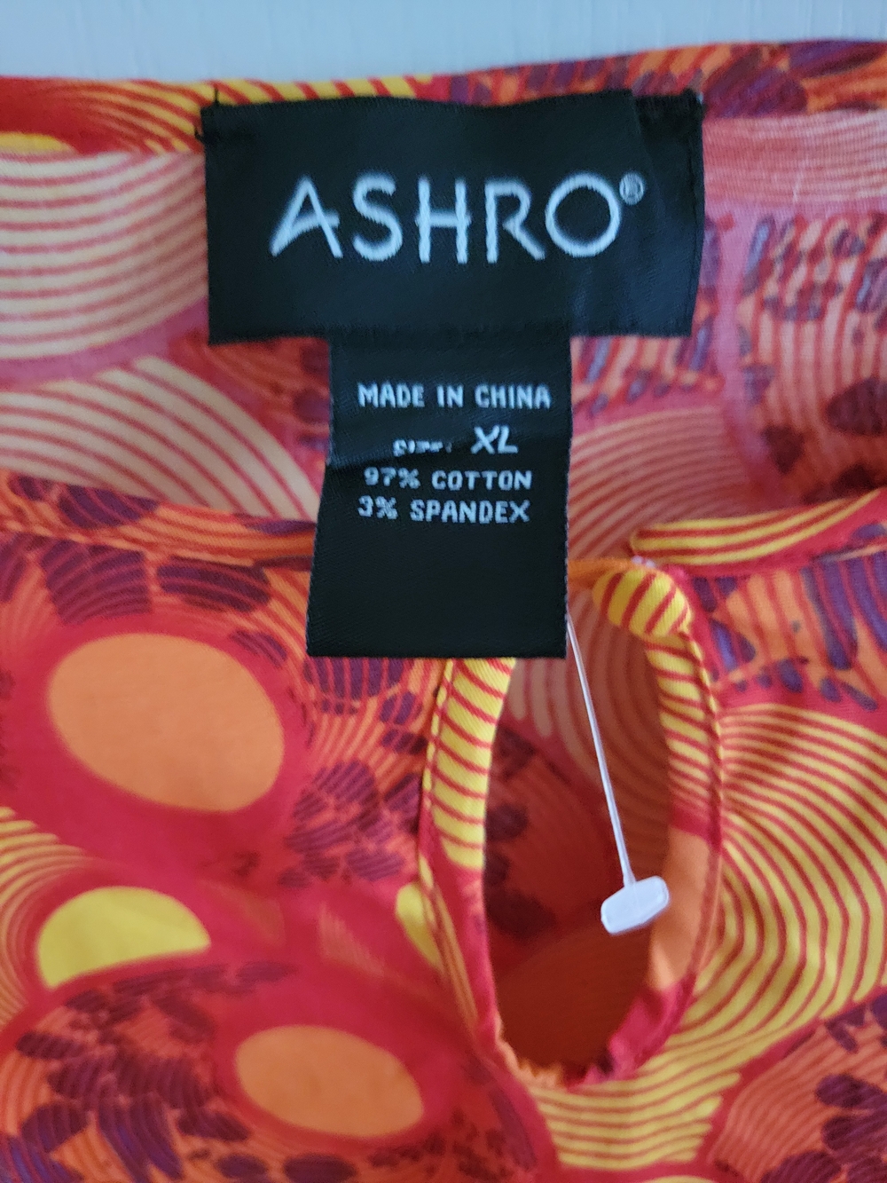 Ashro Orange and Yellow Geo Puff Sleeve Blouse - Picture 5 of 13